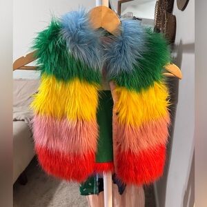 Mini Boden Multicolor Faux Fur Kids Vest